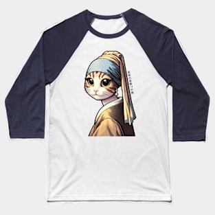 Cat with a Pearl Earring Baseball T-Shirt